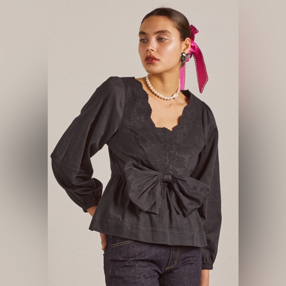 NWT Damson Madder Eugenie Bow Blouse